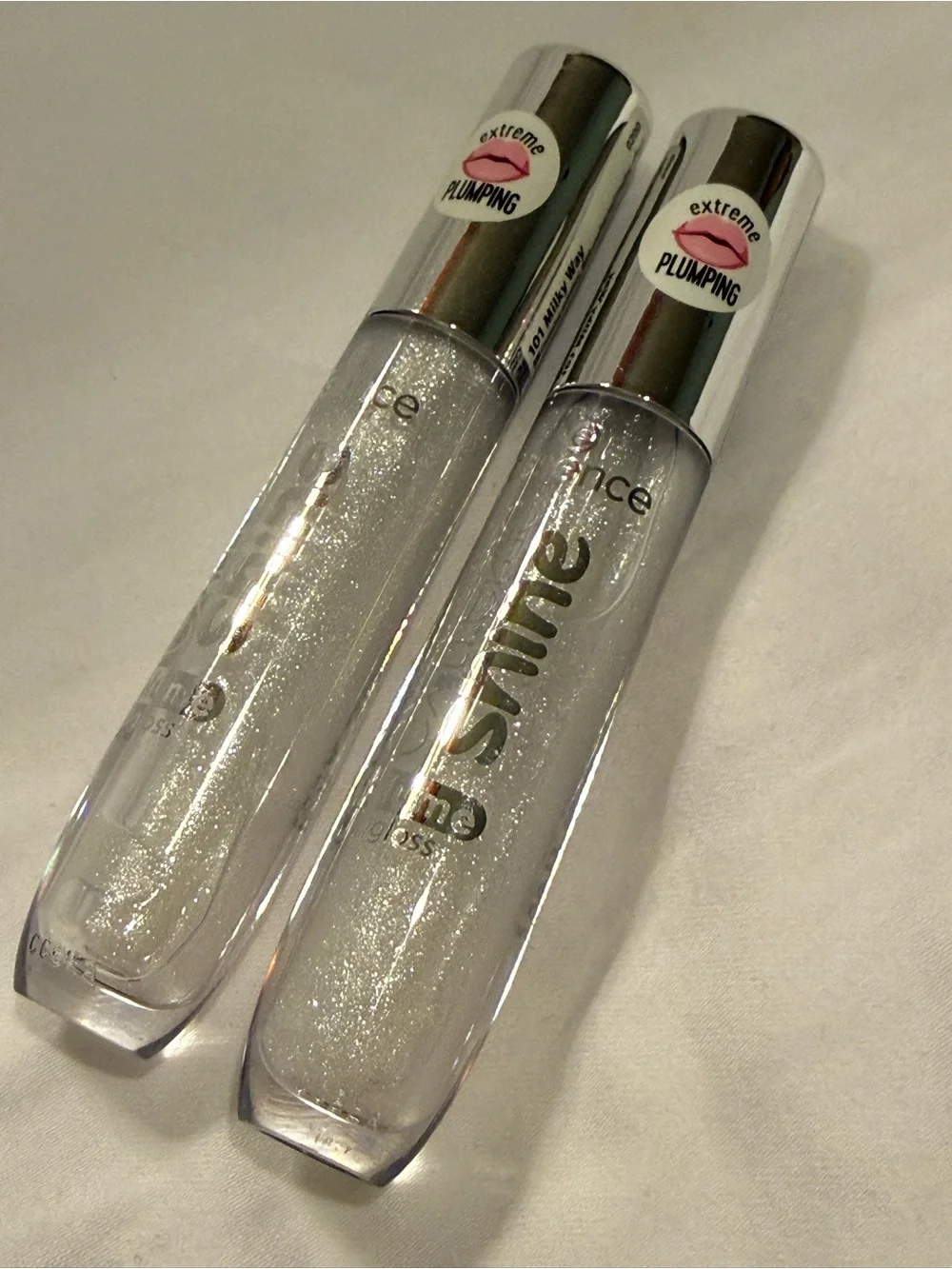 NEW Essence Extreme Shine Plumping, Clear Shimmer Lip Gloss Duo, vegan